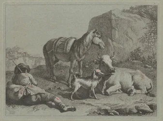 Liegender Schäfer mit einem Sack, ca. 1763