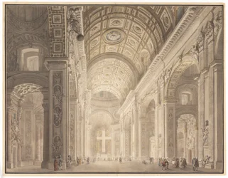 Innenansicht von St. Peter beleuchtet