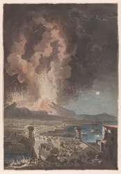 Ausbruch des Vesuvs, gesehen von der Ponte della Maddalena in Neapel