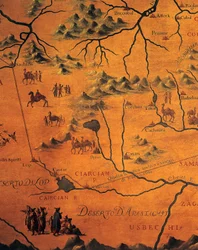 Detail der Route von Marco Polo durch die östlichen Wüsten, Karte von Tartary