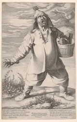Geminiano Caldarostaro ruft und hält einen Eimer, mit einem Quastenhut, ca. 1597-1601