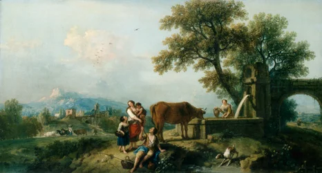 Pastorale Szene mit Kuhhirten