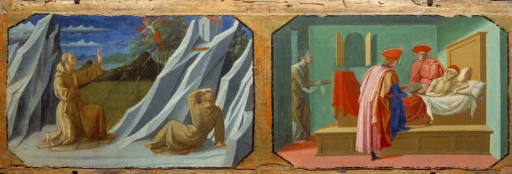 Der heilige Franz von Assisi empfängt die Stigmata, der heilige Cosimo und der heilige Damian pflegen einen Kranken