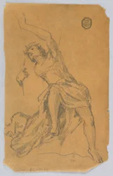 Skizze einer Figur mit Draperie
