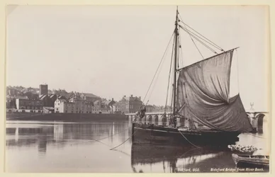 Bideford-Brücke vom Flussufer, 1860-94