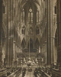Der Hochaltar und das Reredos jenseits des Chors der Westminster Abbey, ca. 1935