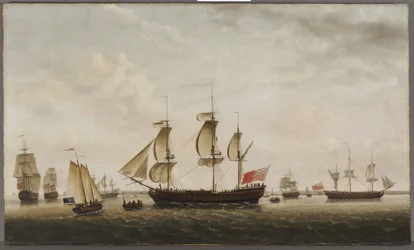 Captain Cooks Schiffe HMS Resolution und Adventure in der Long Reach, 1772