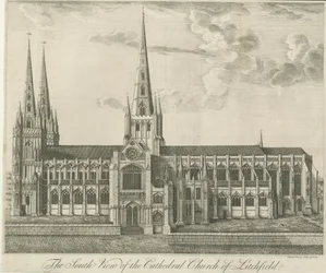 Kathedrale von Lichfield - Südansicht: Radierung, undatiert [19. Jh.]