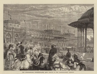 Die Internationale Ausstellung, die Band spielt in den Horticultural Gardens