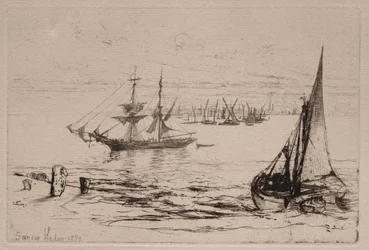 Eine Brigg vor Anker