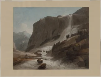 Wasserfall zwischen Chiavenna und dem Splügenpass, 1784