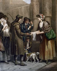 Verkäufer von Notenblättern für neue Lieder, Gravur von Francis Wheatley (1747-1801) aus Cries in London, Vereinigtes Königreich