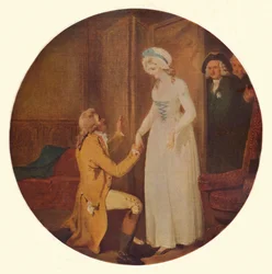 Junger Marlow und Miss Hardcastle: Eine Szene aus She Stoops to Conquer von Oliver Goldsmith Akt V