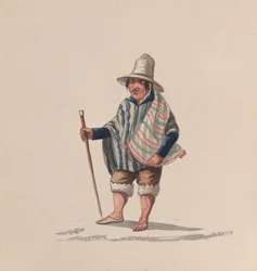 Ein peruanischer Mann, aus einer Gruppe von Zeichnungen, die peruanische Trachten darstellen, ca. 1848