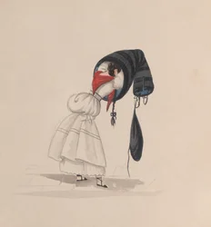 Eine Frau, die ihre Saya anzieht, von hinten gesehen, aus einer Gruppe von Zeichnungen darstellend..., ca. 1848