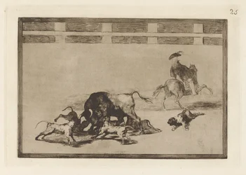 Echan perros al toro (Sie lassen Hunde auf den Stier los), Platte 25 aus La tauromaquia