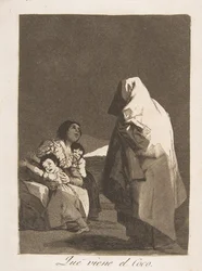 Tafel 3 aus Los Caprichos: Hier kommt der Bögemann Que viene el Coco., 1799
