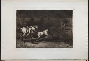 Stierkämpfe: Mariano Ceballos, alias der Indianer, tötet den Stier von seinem Pferd aus, 1876