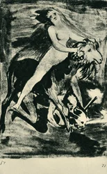 Hexe reitet auf einer Ziege, spätes 18. - frühes 19. Jahrhundert, 1943