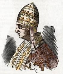 Mittelalter: Darstellung von Papst Coelestin III. (1191-1198)