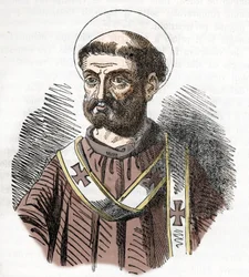 Porträt von Papst Liberius (352-366) Gravur aus „I misteri del vaticano“ von Franco Mistrali 1843