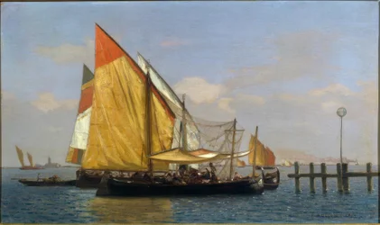 Boote und Fischer in Venedig