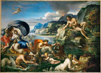 Acis und Galatea verstecken sich vor Polyphem