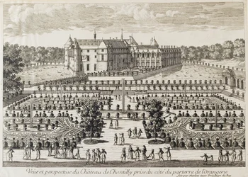 Blick auf das Schloss Chantilly von der Orangerie, Mitte des 18. Jahrhunderts