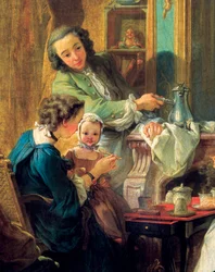 Mittagsszene in einem bürgerlichen Interieur, Detail 1739