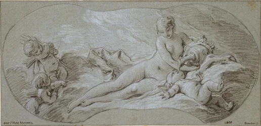 Venus berauscht Amor mit Nektar