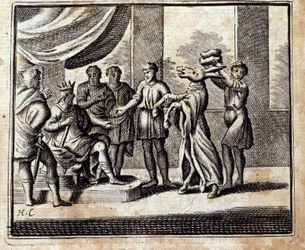 Der Scharlatan. Fabeln von Jean de La Fontaine (1621-95). Illustration von François Chauveau (1613-1676). Ausgabe von 1728