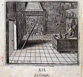 Die Kerze. Fabeln von Jean de La Fontaine (1621-95). Illustration von François Chauveau (1613-1676). Ausgabe von 1728.