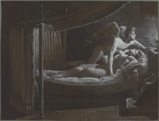 Amor mit Psyche, die die Lampe löscht
