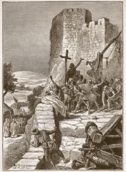 Prozession der Kreuzfahrer um die Mauern Jerusalems, Illustration aus 