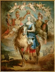 Reiterporträt von Maria Theresia von Österreich (1717-1780), Königin von Ungarn (Gemälde von Francois Eisen, 1757)