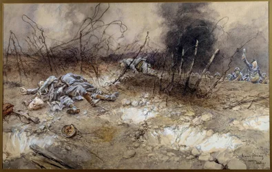 Erster Weltkrieg: Szene der Schlacht von La Craonne am 5. April 1917