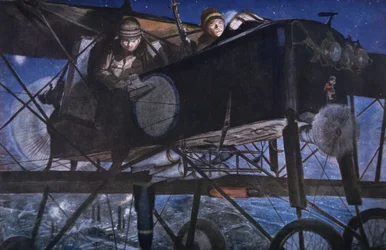 Mit dem französischen Luftdienst, ein Nachtbombardement durch ein Voisin-Doppeldecker