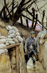 Erster Weltkrieg: „Ein Soldat bei der Suppenküche im Graben Notre-Dame-de-Lorette am 28.06.1915“