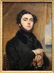 Porträt von Eugene Sue (1804-1857), französischer Schriftsteller, Autor der Mysterien von Paris und des Ewigen Juden. Gemälde von Gabriel Lepaulle (1804-1886). Fotografie, KIM Youngtae, Paris, Musée Carnavalet