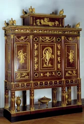 Möbel: Schmuckschrank von Kaiserin Josephine de Beauharnais (Marie-Joseph-Rose de Tascher de la Pagerie) (1763-1814) aus Holz, vergoldeter Bronze von Francois Jacob-Desmalter (1770-1841) 1809 Paris, Louvre