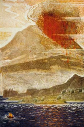 Die Odyssee von Homer: Odysseus nähert sich der Insel des Zyklopenvulkans, graviert von Theo Schmied, 1930-33