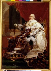 Ganzkörperporträt Ludwigs XVIII. (1755-1824) im Krönungsornat, 1814, Maße 0,32 x 0,23 m