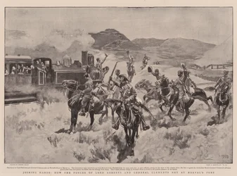 Händereichen, wie sich die Truppen von Lord Roberts und General Clements bei Norval