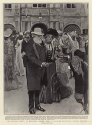 Die Gartenparty im Hatfield House, Lord Salisbury empfängt indische Prinzen