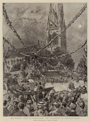 Der Besuch der Königin in Kensington, die Prozession in der High Street