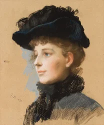 Frau mit schwarzem Hut