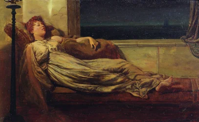 Liegende klassische Dame auf einer Chaiselongue