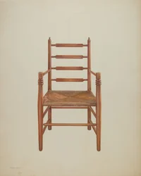 Stuhl, Kiefer mit Rohrgeflechtsitz, um 1939