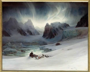 Magdalenabucht, von der Gräberhalbinsel im Norden Spitzbergens aus gesehen. Nordlichteffekt. 1,30 x 1,63 m