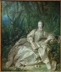 Madame de Pompadour im Freien sitzend